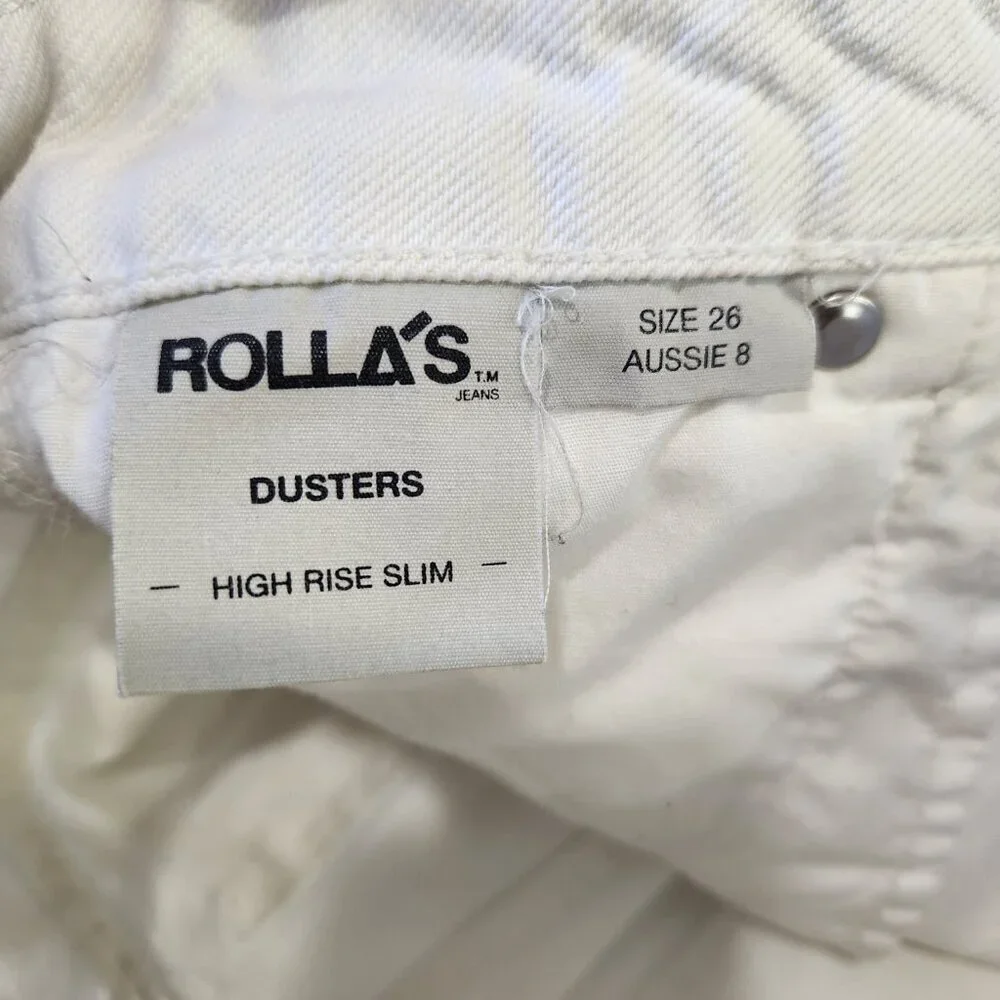 Rolla's Duster High Rise‎ Slim Denim Shorts 26 Vintage White Worn Distressed